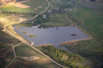 The historic alignment of Windy Gap Reservoir west of Granby. The completion of the Colorado River Connectivity Channel has reduced the size of the reservoir. Photo: Northern Water