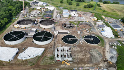 Construction at the Milton Street wastewater plant will double treatment capacity for the Chemung County area. Photo: Chemung County