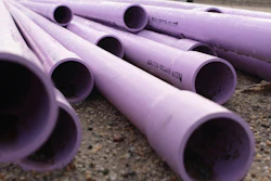 Purple Pipes With Caution Stamp