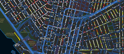 A close-up view of Buffalo, N.Y., from the GIS map.