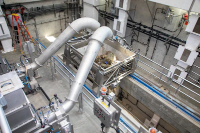 Screening handling area inside the headworks facility.