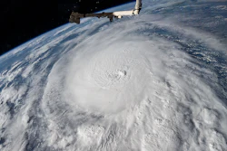 Iss072e029127 (oct 8, 2024) Hurricane Milton, A Category 5 Storm At The Time Of This Photograph, Is Pictured In The Gulf Of Mexico Off The Coast Of Yucatan Peninsula From The International Space Station As It Orbi (cropped)