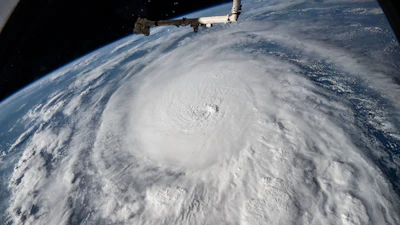 Iss072e029127 (oct 8, 2024) Hurricane Milton, A Category 5 Storm At The Time Of This Photograph, Is Pictured In The Gulf Of Mexico Off The Coast Of Yucatan Peninsula From The International Space Station As It Orbi (cropped)